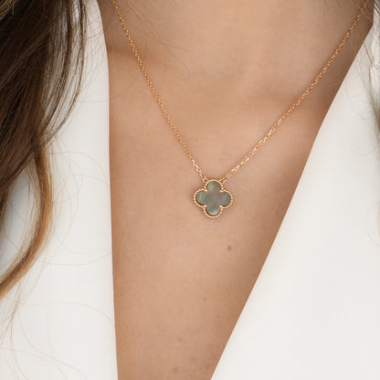 [⭐Renara]CLOVER 15MM  GRAY MOTHER OF PEARL NECKLACE