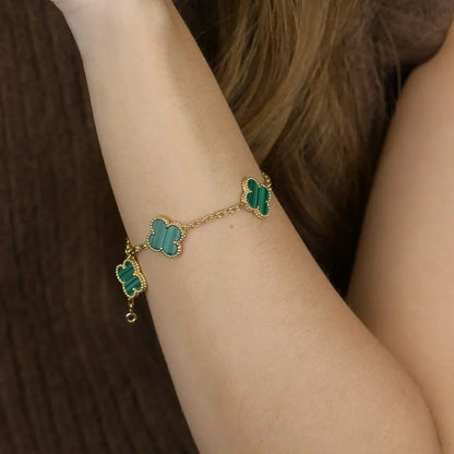 [⭐Renara] CLOVER 5 MOTIF MALACHITE BRACELET COLLECTION
