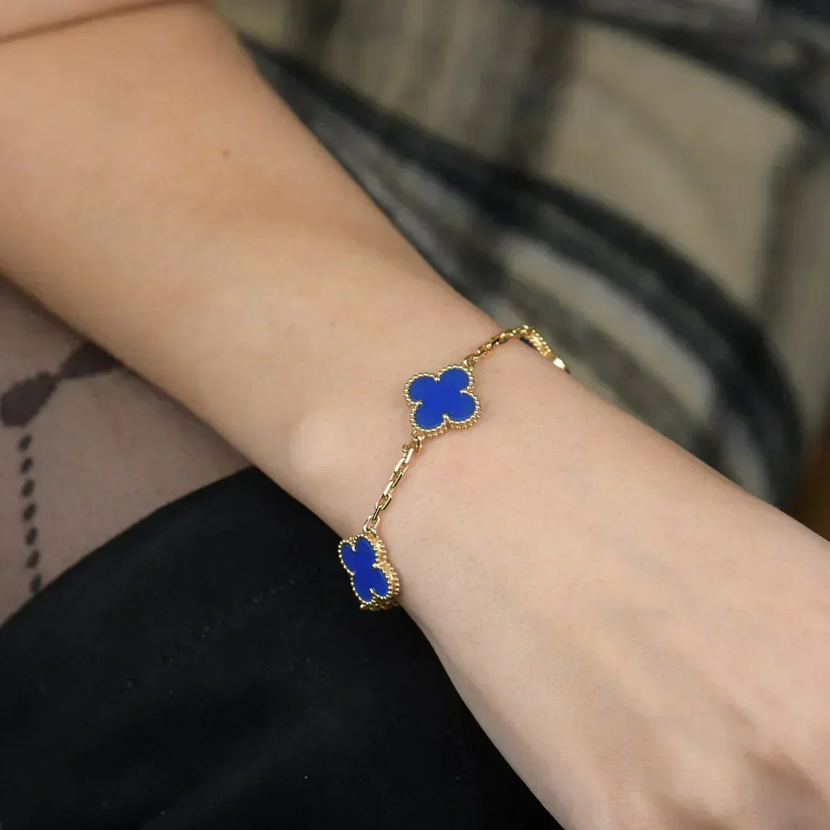 [⭐Renara] CLOVER 5 MOTIF BLUE AGATE BRACELET COLLECTION
