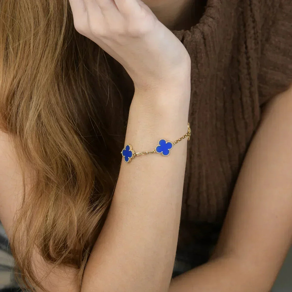 [⭐Renara] CLOVER 5 MOTIF BLUE AGATE BRACELET COLLECTION
