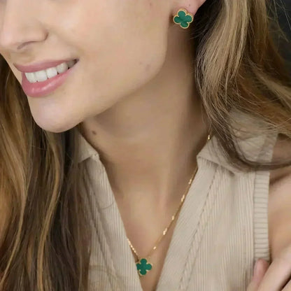 [⭐Renara]CLOVER MINI 9.5MM MALACHITE  EARRINGS