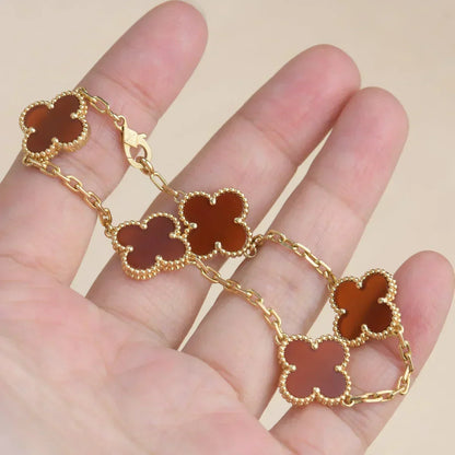 [⭐Renara] CLOVER 5 MOTIF RED CORNELIAN BRACELET COLLECTION