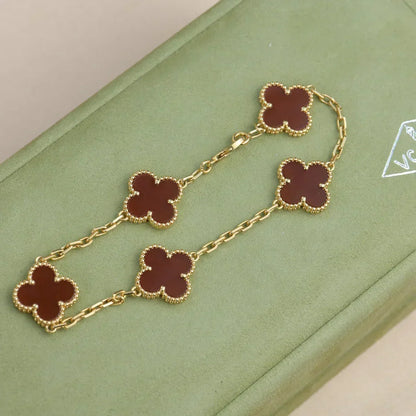[⭐Renara] CLOVER 5 MOTIF RED CORNELIAN BRACELET COLLECTION