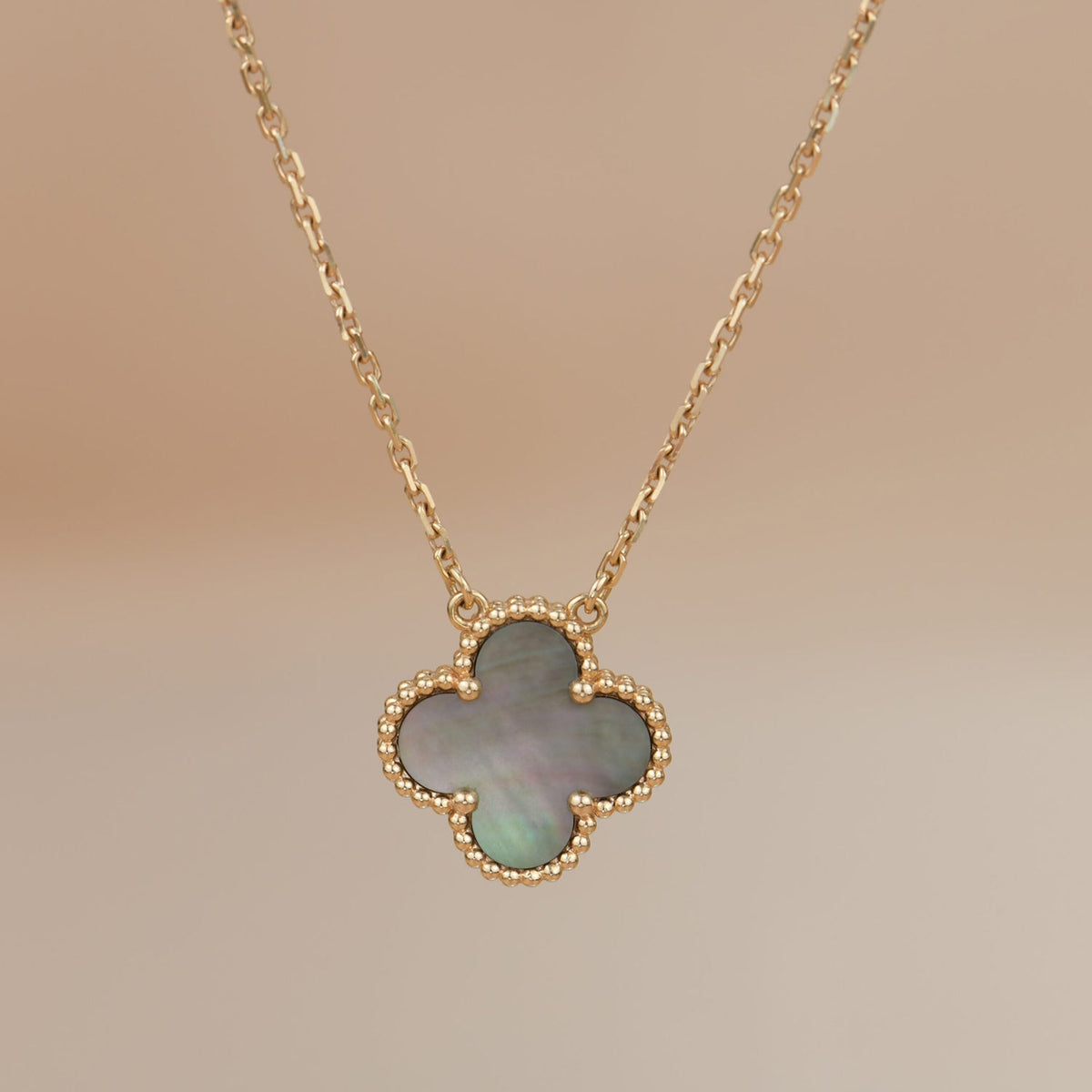 [⭐Renara]CLOVER 15MM  GRAY MOTHER OF PEARL NECKLACE