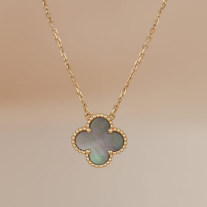 [⭐Renara]CLOVER 15MM  GRAY MOTHER OF PEARL NECKLACE