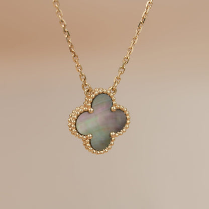 [⭐Renara]CLOVER 15MM  GRAY MOTHER OF PEARL NECKLACE