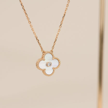 [⭐Renara]CLOVER 15MM DIAMOND WHITE FRITILLARIA NECKLACE