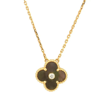 [⭐Renara]CLOVER 15MM DIAMOND AND MOTHER-OF-GREY NECKLACE