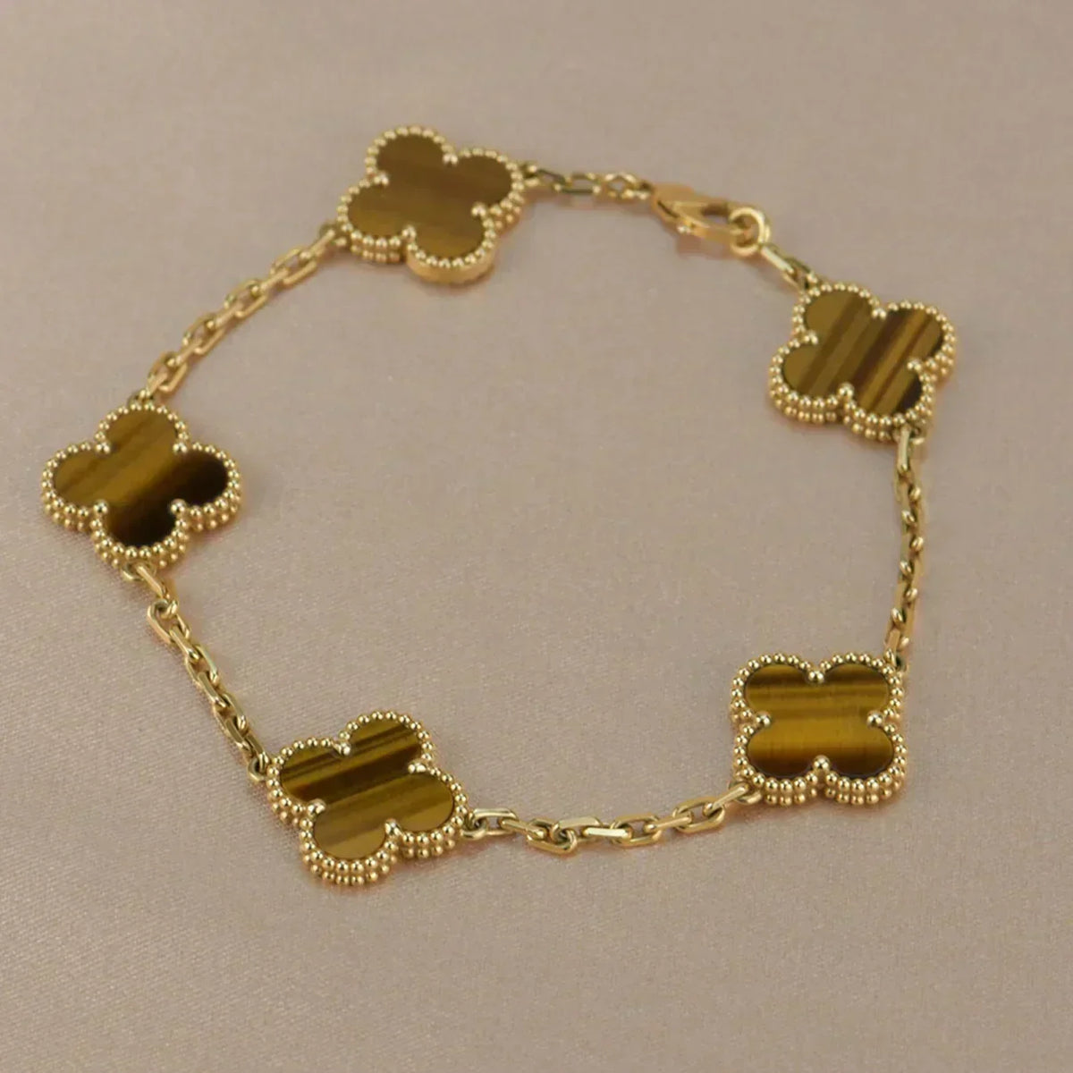 [⭐Renara] CLOVER 5 MOTIFS TIGER EYE BRACELET COLLECTION