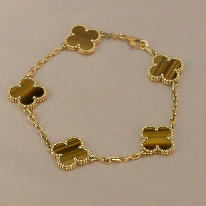 [⭐Renara] CLOVER 5 MOTIFS TIGER EYE BRACELET COLLECTION