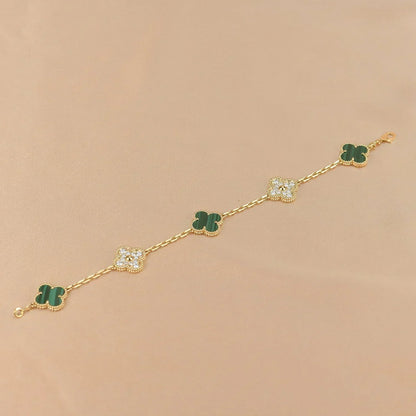 [⭐Renara] CLOVER 5 MOTIF MALACHITE BRACELET COLLECTION