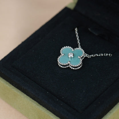 [⭐Renara]CLOVER 15MM DIAMOND SVRES PORCELAIN  NECKLACE SILVER