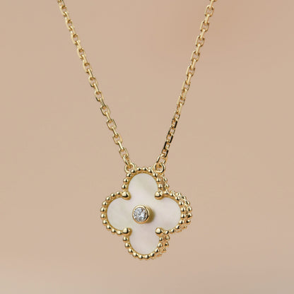 [⭐Renara]CLOVER 15MM DIAMOND GOLD MOTHER OF PEARL NECKLACE