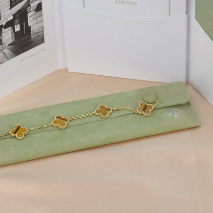 [⭐Renara] CLOVER 5 MOTIFS TIGER EYE BRACELET COLLECTION