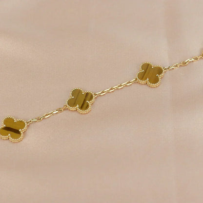 [⭐Renara] CLOVER 5 MOTIFS TIGER EYE BRACELET COLLECTION