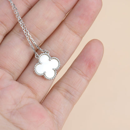 [⭐Renara]CLOVER  15MM WHITE MOTHER-OF-PEARL SILVER