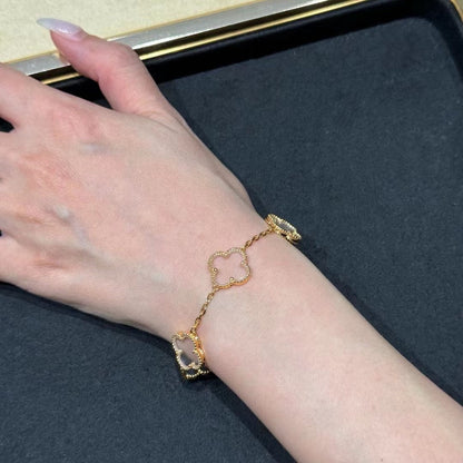 [⭐Renara]CLOVER 5 MOTIF ROCK CRYSTAL BRACELET