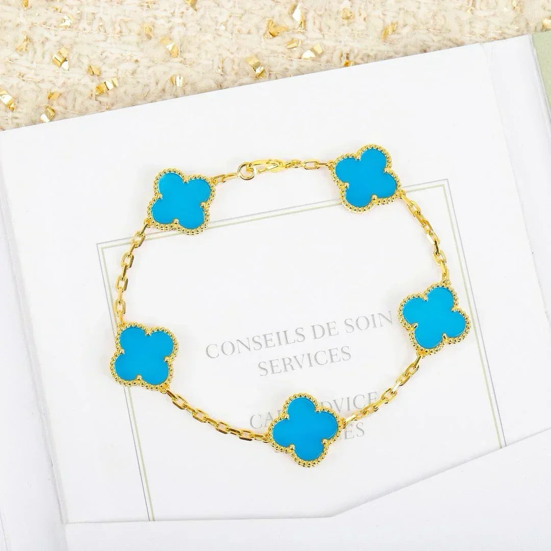 [⭐Renara] CLOVER 5 MOTIF TURQUOISE BRACELET COLLECTION