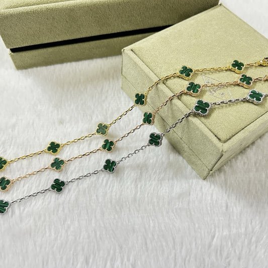 [⭐Renara]CLOVER 6 MOTIF MALACHITE BRACELET