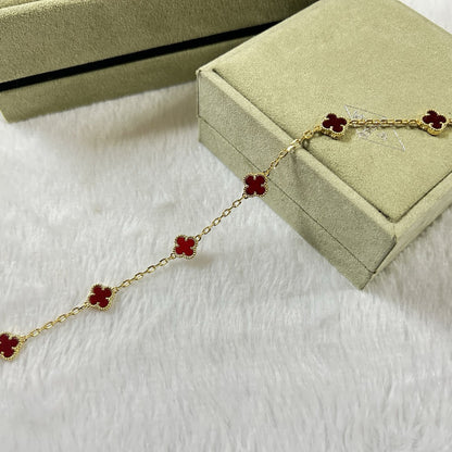 [⭐Renara]CLOVER 6 MOTIF RED AGATE BRACELET