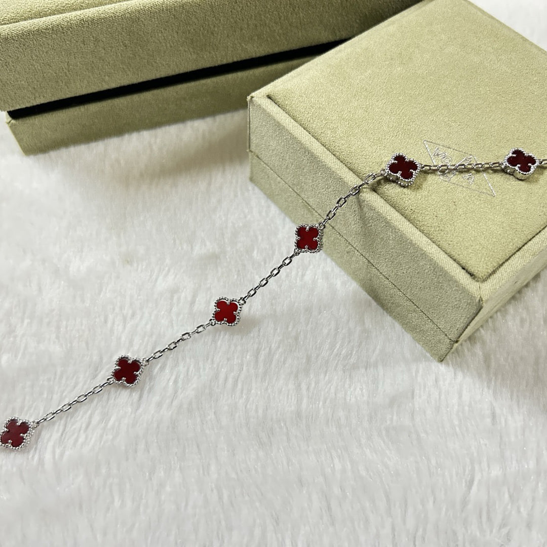 [⭐Renara]CLOVER 6 MOTIF RED AGATE BRACELET