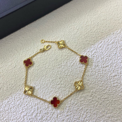 [⭐Renara]CLOVER 6 MOTIF RED AGATE LASER BRACELET