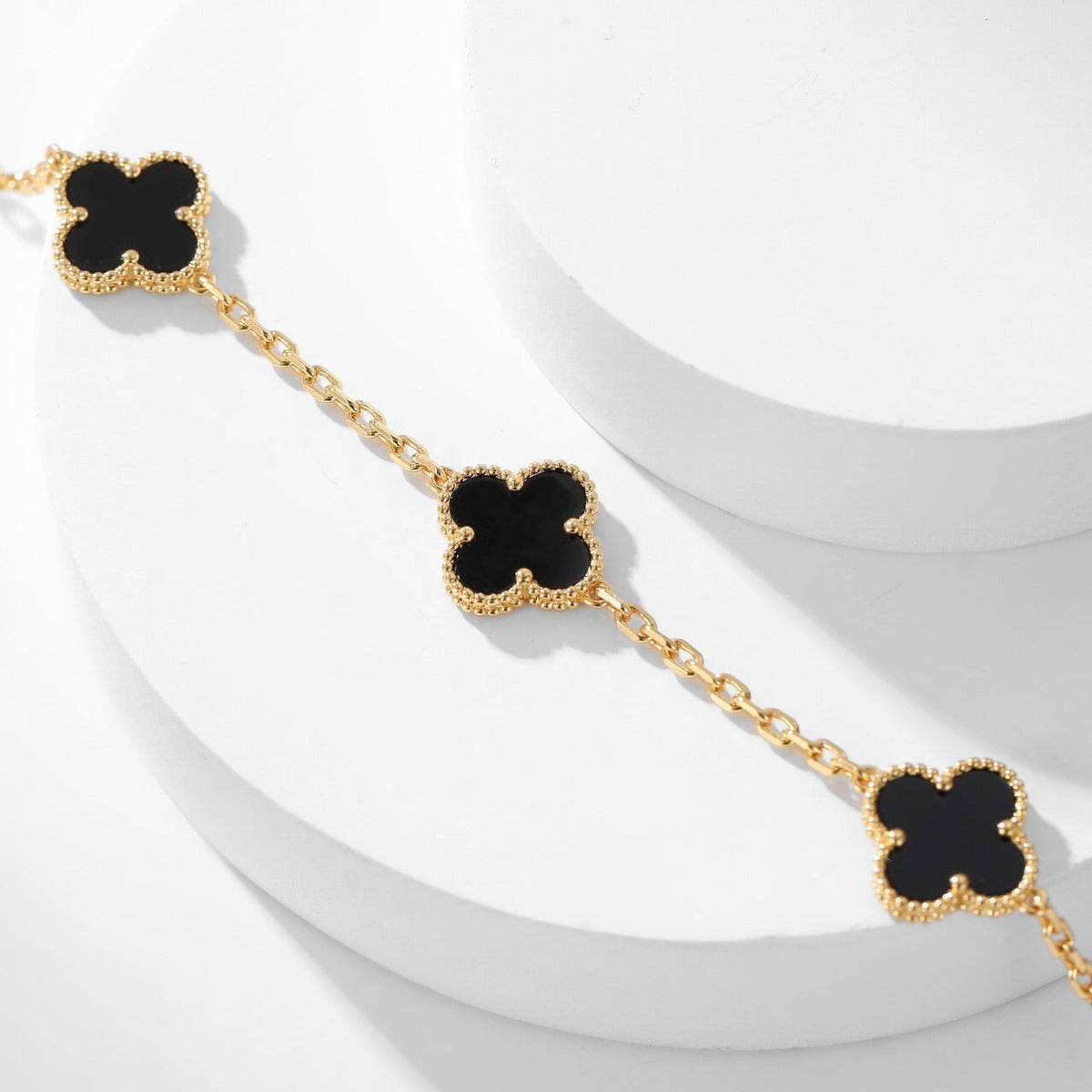 [⭐Renara]CLOVER 10 MOTIFS ONYX NECKLACE