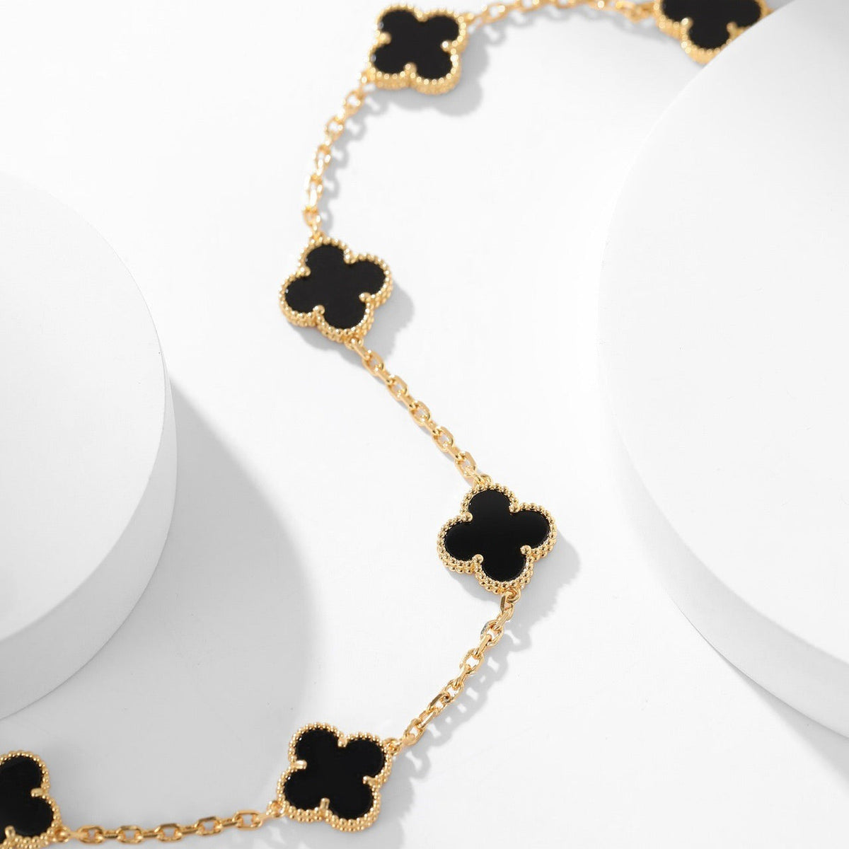 [⭐Renara]CLOVER 10 MOTIFS ONYX NECKLACE