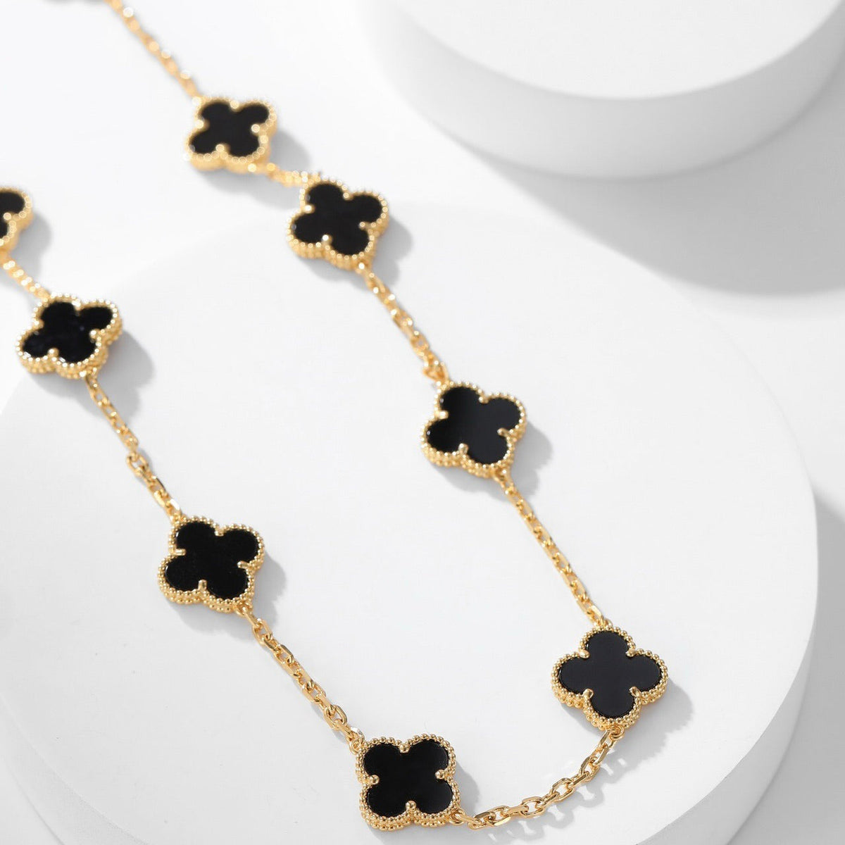 [⭐Renara]CLOVER 10 MOTIFS ONYX NECKLACE