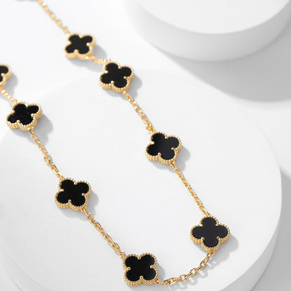[⭐Renara]CLOVER 10 MOTIFS ONYX NECKLACE