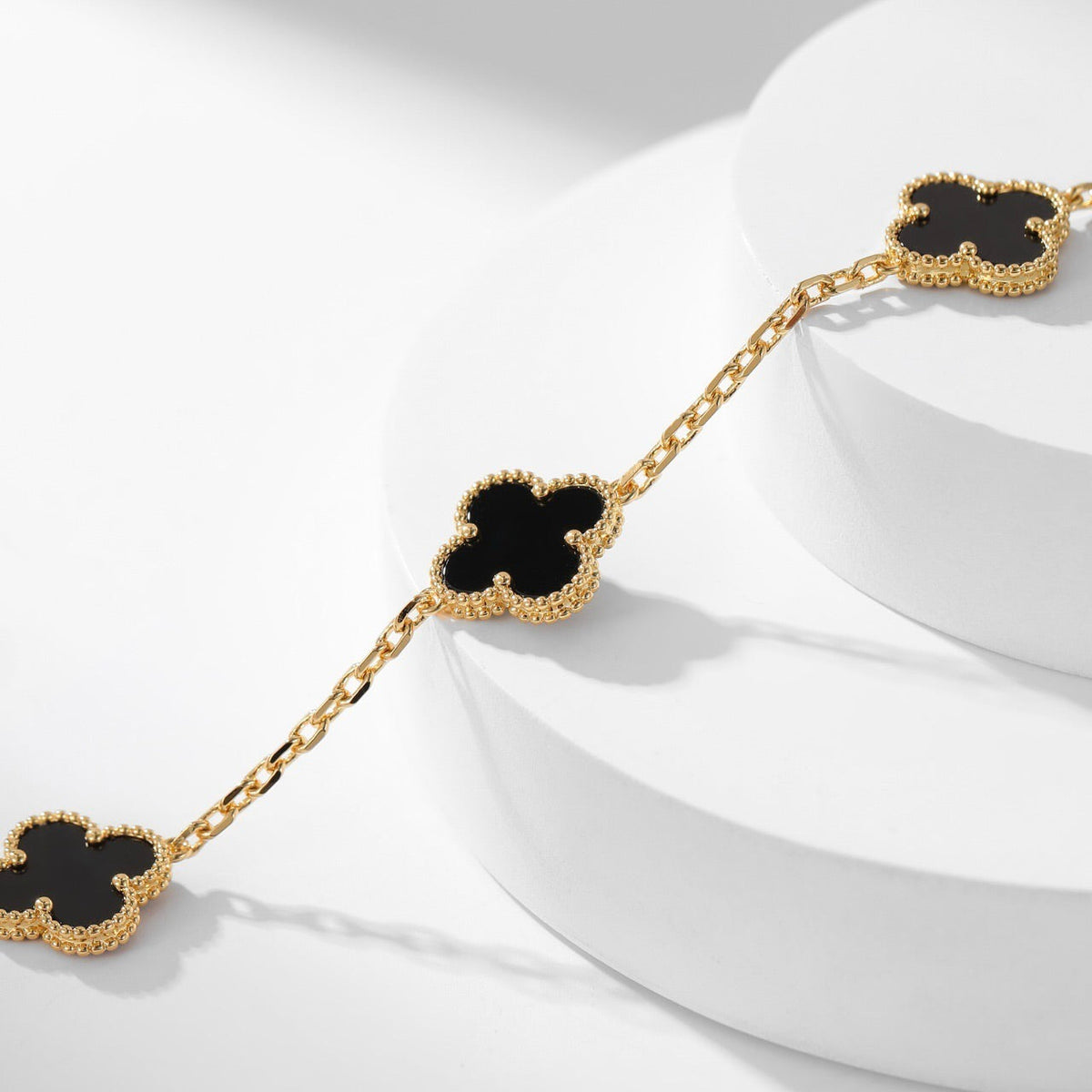 [⭐Renara]CLOVER 10 MOTIFS ONYX NECKLACE