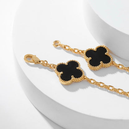 [⭐Renara]CLOVER 10 MOTIFS ONYX NECKLACE