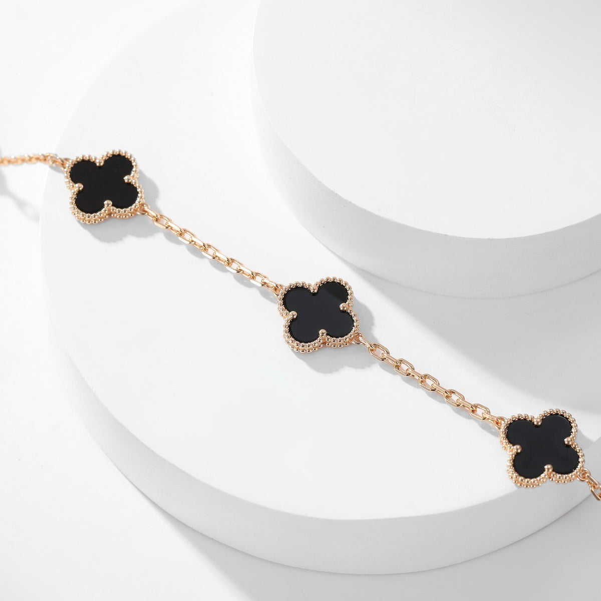 [⭐Renara]CLOVER 10 MOTIFS ONYX NECKLACE
