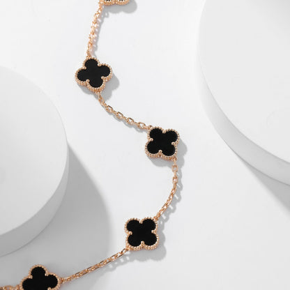 [⭐Renara]CLOVER 10 MOTIFS ONYX NECKLACE