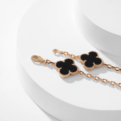 [⭐Renara]CLOVER 10 MOTIFS ONYX NECKLACE