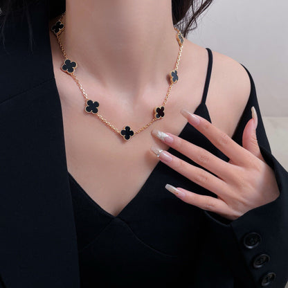 [⭐Renara]CLOVER 10 MOTIFS ONYX NECKLACE
