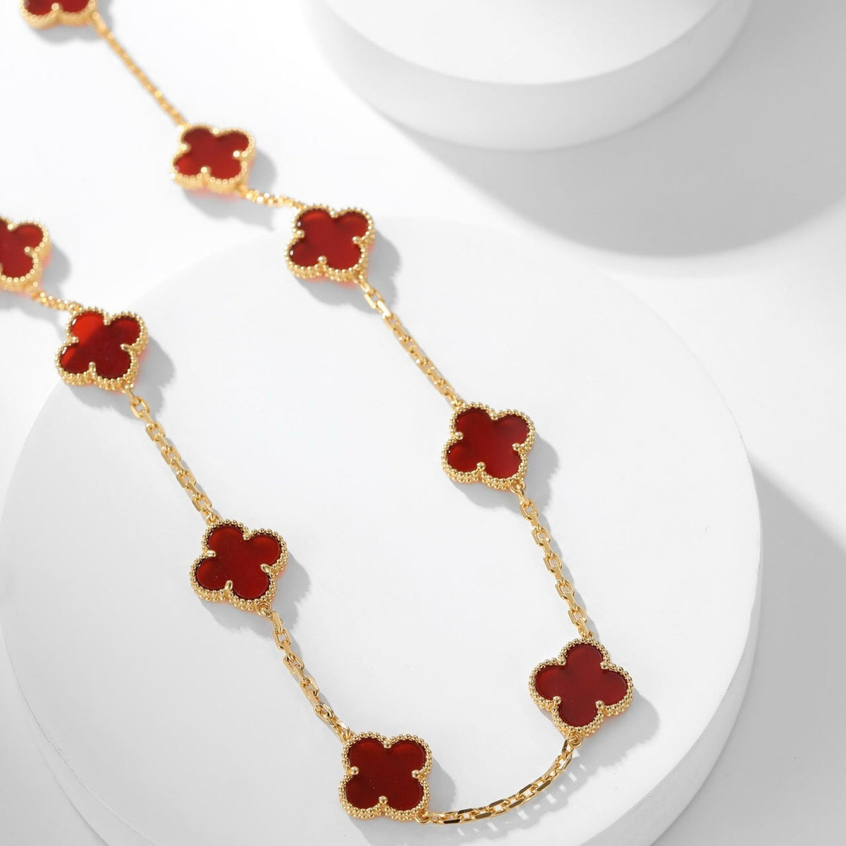 [⭐Renara]CLOVER 10 MOTIFS CARNELIAN NECKLACE
