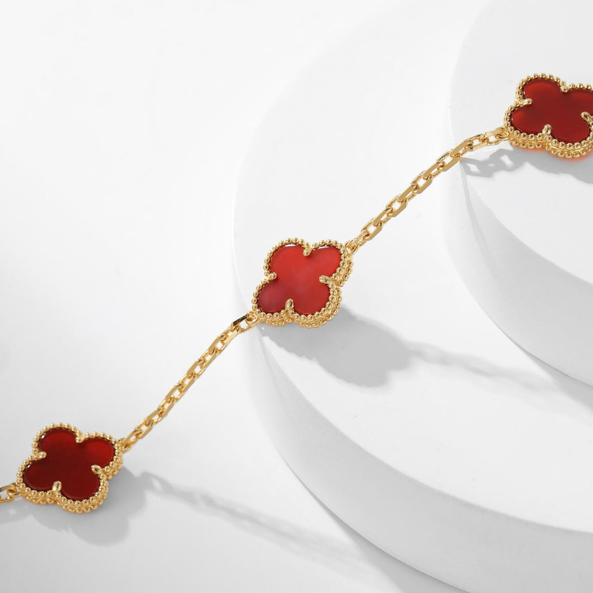 [⭐Renara]CLOVER 10 MOTIFS CARNELIAN NECKLACE