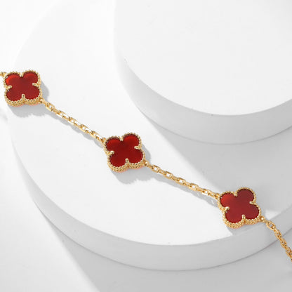 [⭐Renara]CLOVER 10 MOTIFS CARNELIAN NECKLACE