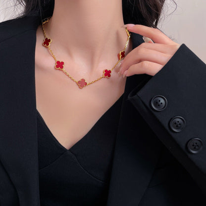 [⭐Renara]CLOVER 10 MOTIFS CARNELIAN NECKLACE