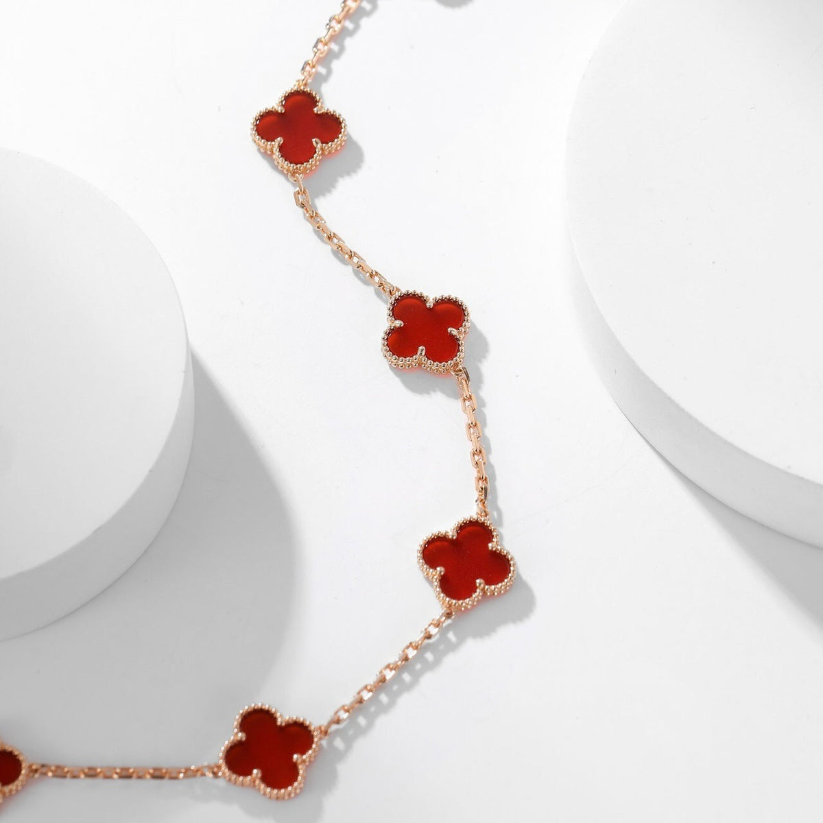 [⭐Renara]CLOVER 10 MOTIFS CARNELIAN NECKLACE
