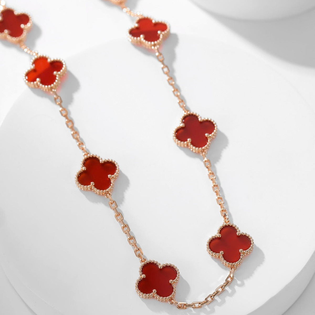 [⭐Renara]CLOVER 10 MOTIFS CARNELIAN NECKLACE
