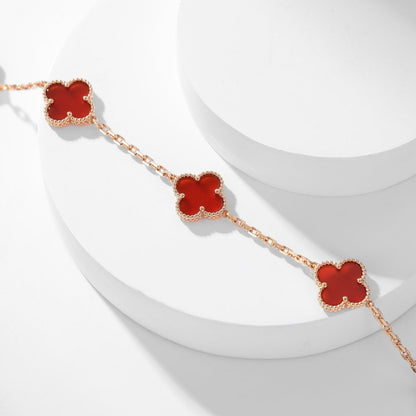 [⭐Renara]CLOVER 10 MOTIFS CARNELIAN NECKLACE