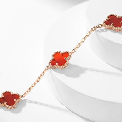 [⭐Renara]CLOVER 10 MOTIFS CARNELIAN NECKLACE