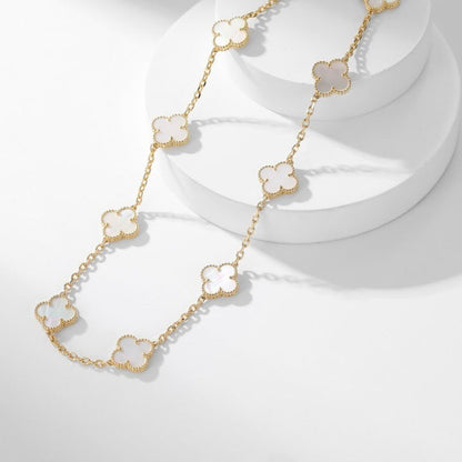 [⭐Renara]CLOVER 10 MOTIFS WHITE MOTHER OF PEARL NECKLACE