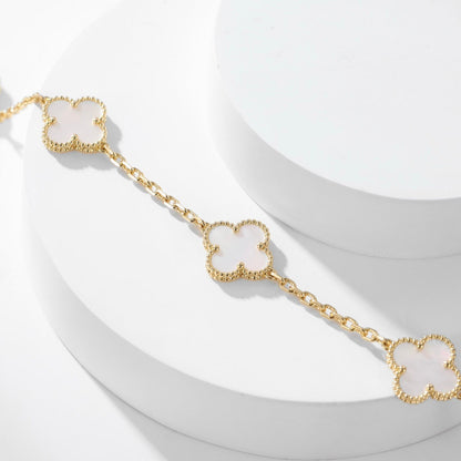 [⭐Renara]CLOVER 10 MOTIFS WHITE MOTHER OF PEARL NECKLACE