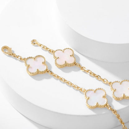 [⭐Renara]CLOVER 10 MOTIFS WHITE MOTHER OF PEARL NECKLACE