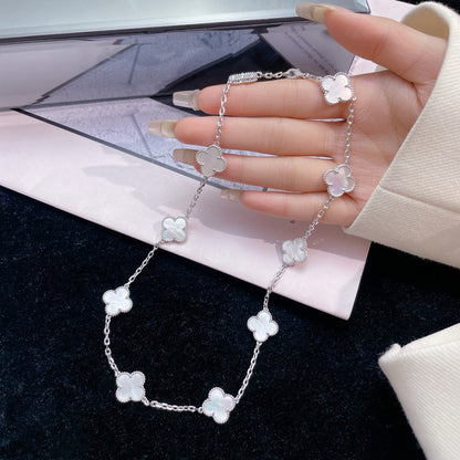 [⭐Renara]CLOVER 10 MOTIFS WHITE MOTHER OF PEARL NECKLACE