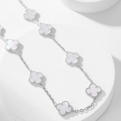 [⭐Renara]CLOVER 10 MOTIFS WHITE MOTHER OF PEARL NECKLACE