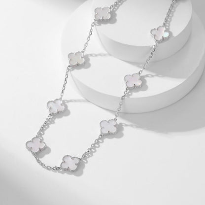 [⭐Renara]CLOVER 10 MOTIFS WHITE MOTHER OF PEARL NECKLACE
